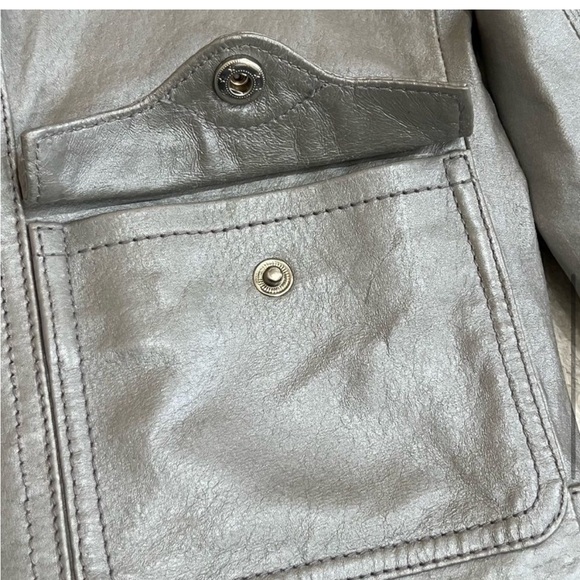MixIt Silver Leather Moto Jacket Large Y2K - Picture 10 of 13